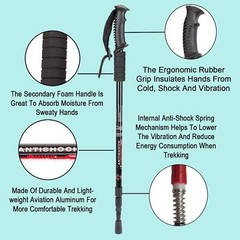 Hiking Trekking Poles 2 Pack Collapsible Lightweight Anti-Shock Adjustable