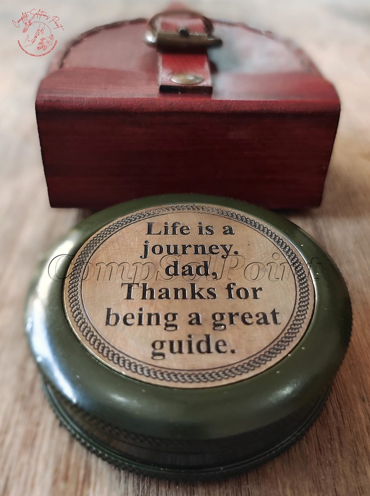 Poem Pocket Compass with Life is A Journey Engraved II (Antique Military Comm…