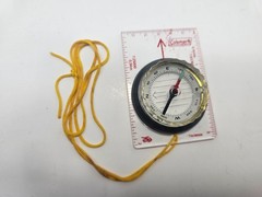 Vintage Coleman Baseplate Map Compass Lightweight Hiking Yellow Lanyard Taiwan