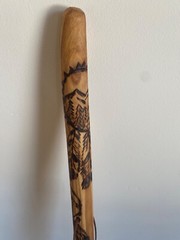 hiking stick,handcrafted,painted and wood burned.one of a kind.