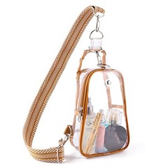 Clear Bag Stadium Approved, Clear Sling Bag with Embroidered Strap Khaki