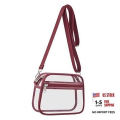 Clear Bag for Stadium Events Clear Sports Fan Handbags Purses Large Rose Red