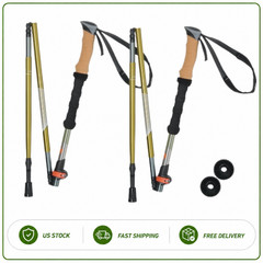 Ozark Trail Aluminum Folding Quick Lock Trekking Poles Cork Grip 2 Pack