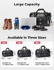 Waterproof Motorcycle Dry Bag – Duffle Tail Bag Soft Luggage/40L/65L 25L Black
