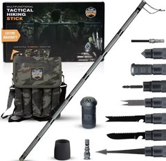 Hiking Tactical Stick Walking Staff – Outdoor Multitool Gear Trekking Pole
