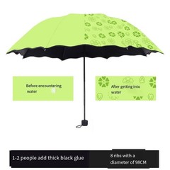 Water Activated Floral Umbrella with 3 Fold Design and Sun Protection Features