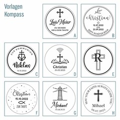 Compass Engraved Leather Case Personalised Compass Christening Gift V4