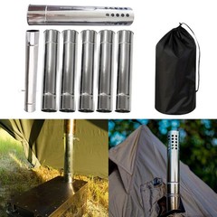 Outdoor Camping Stove Chimney Pipe Set 7 Pieces Wood Stove Compatible 6cm Dia