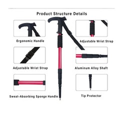 Collapsible Trekking Poles Aluminum Alloy Walking Stick Portable Hiking Pole …