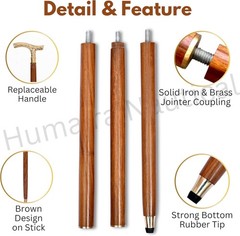 Vintage Brass Walking Stick – Handmade Wooden Cane with Solid Brass Handle – Ant