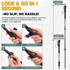 Ultralight Trekking Poles – 2PC Aircraft-Grade Aluminum Hiking Sticks