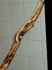 Handcrafted Wooden Walking Stick for Hiking Brown Unique Grain Unisex Adults