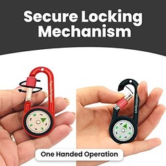 Carabiner Clip On Compass Hiking – Compact Compass Keychain Backpacks Black Red