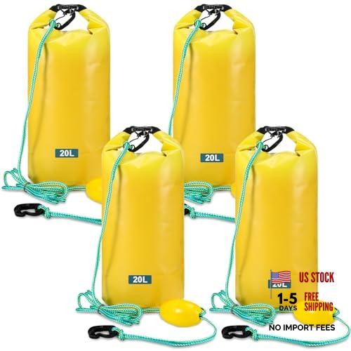 4 Pcs Sand Anchor 20 L 2 in 1 PWC Waterproof Dry Bag with Adjustable Buoy