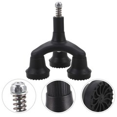 3 Pack Reusable Black Plastic Walking Cane Tripod Tip Stable Shock Absorbing Pad