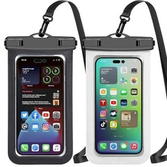 Up to 8.3″ 2 Pack Black White Universal Waterproof Phone Pouch, Large Phone