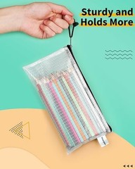 Pencil Pouch 24PCS, 9.3″ x 4.7″ Mesh Zipper Pouches for A6-9.3″ x 4.7″in Black