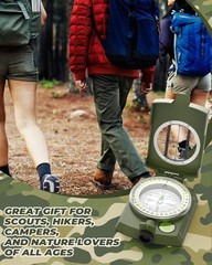 Accurate Lightweight Orienteering Compass with Strap & Case, Glow in Dark, Water