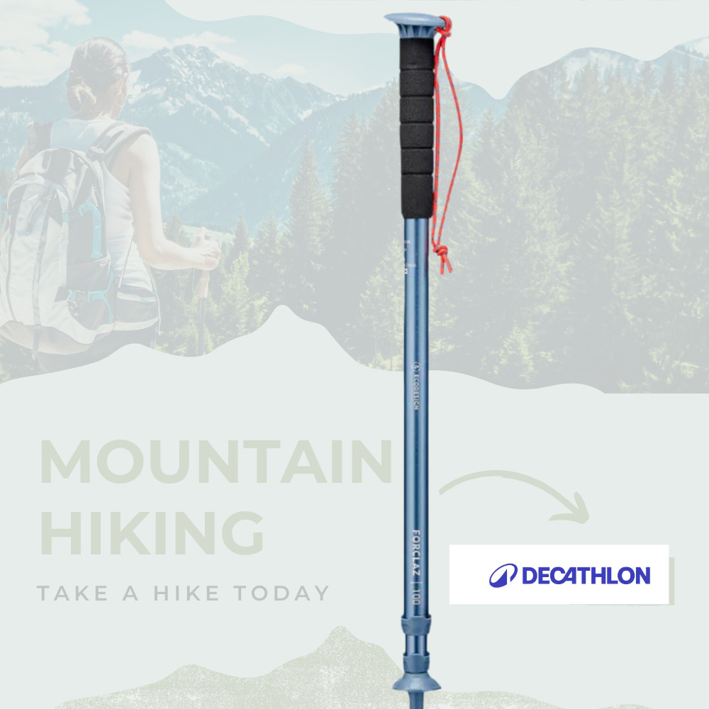 Decathlon Trekking/Hiking Pole Stick MT100 (Adjustable Push-Pin, Compact Design)