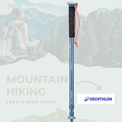 Decathlon Trekking/Hiking Pole Stick MT100 (Adjustable Push-Pin, Compact Design)