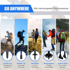 Trekking Poles Nordic Walking Hiking Stick Anti-shock Adjustable Alpenstock Pair