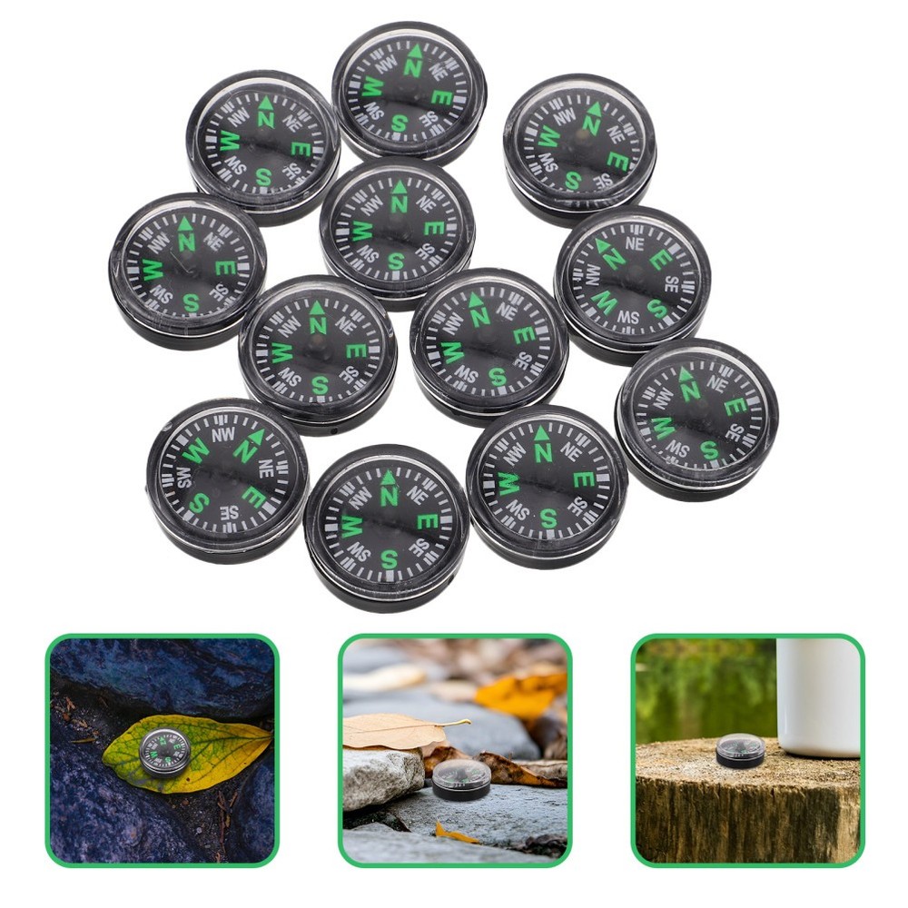 12pcs Plastic Pocket Compass 20mm Mini Lightweight For Outdoor Hiking Camping