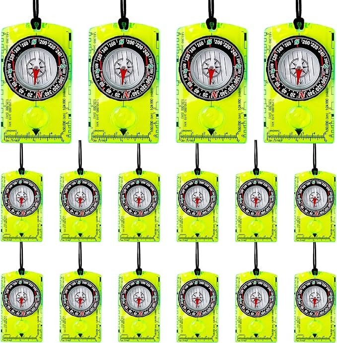 16 Pcs Orienteering Compass Acrylic Hiking Compass with Rope for Navigation B…