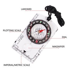 4 Pcs Outdoor Compass with Adjustable Transparent+Blue+Green+Orange