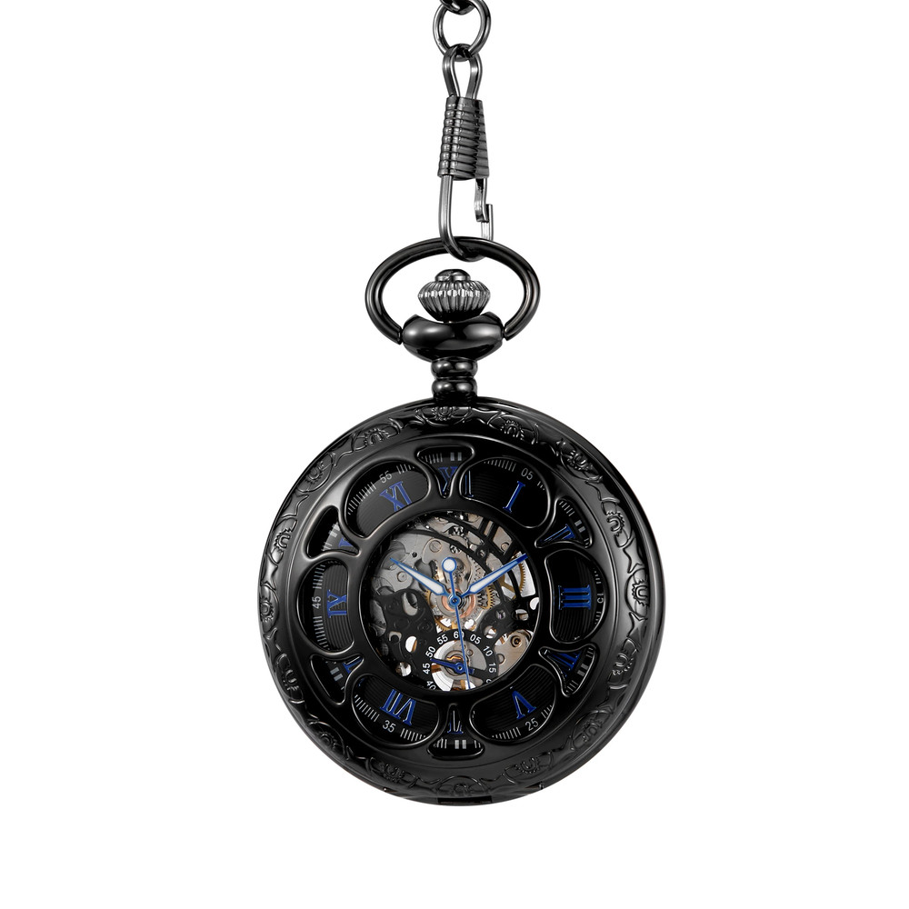 Retro Mechanical Pocket Watch Luminous Petals Textured Flip Cover