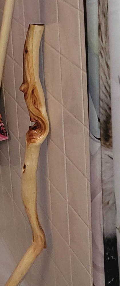 Handcrafted Wooden Walking Stick for Hiking Brown Unique Grain Unisex Adults