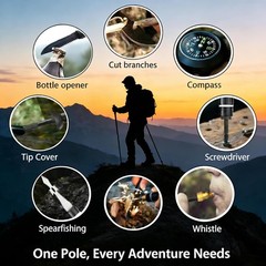 Aluminum Collapsible Trekking Pole with Extra-Thick Grip, 2 Pack