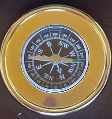 Vintage 3.5” Compass in Wood Box Let The Adventure Begin