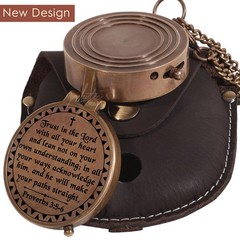 Trust in The Lord – Proverbs 3:5-6 Engraved Brass Pocket Compass, Baptism Gif…