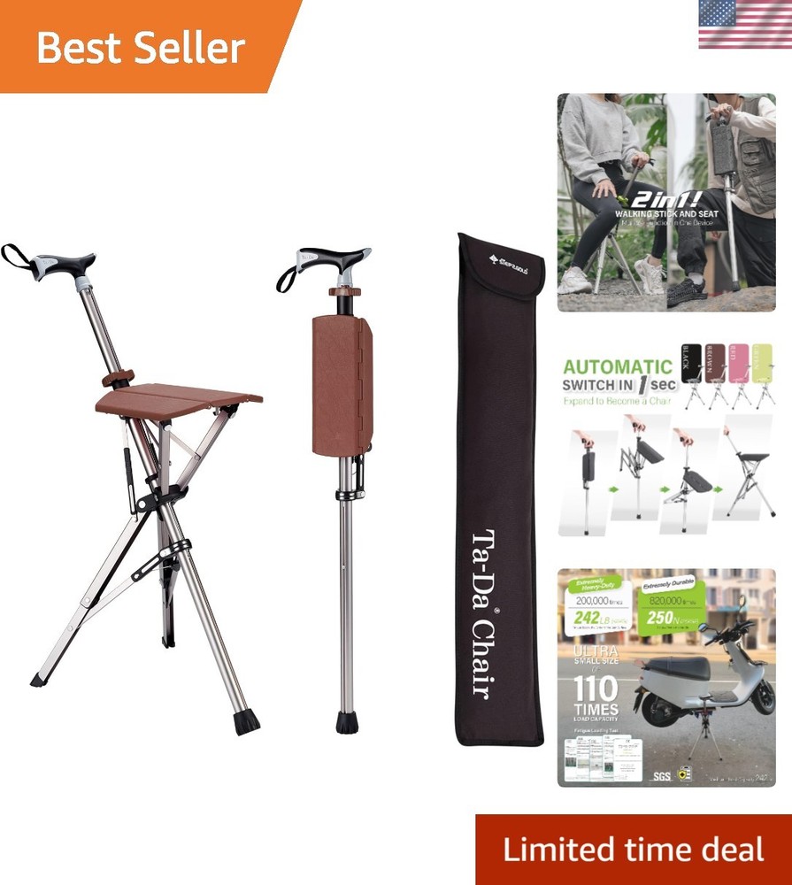 Ta-Da Chair, Portable Trekking Hiking Pole, Folding Walking Stick with Seat, …