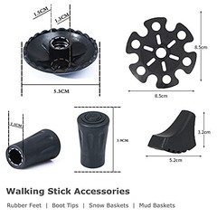 Walking Stick Tips Rubber 4 Pack Trekking Pole Tips Replacement Rubber Feet f…