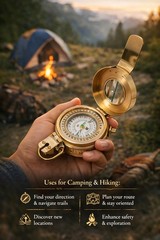Brass WWII Military Compass, British Prismatic Pocket Compass- HIKING -CAMPING