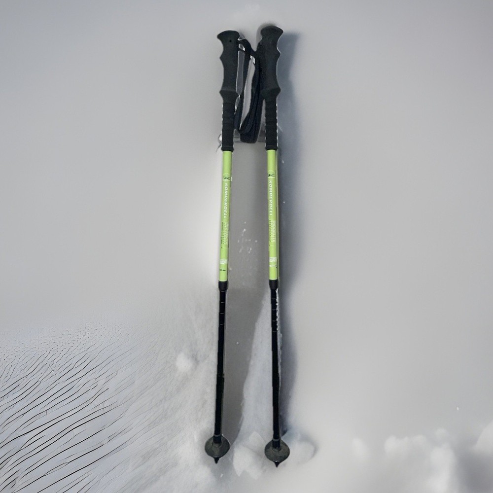 Komperdell AntiShock Ice Trekking Poles Lime Green Silver Adjustable For Women