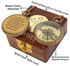 For I Know The Plans I Have For You Brass Magnetic Compass Engraved with Scri…