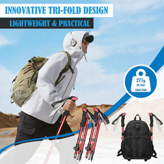 Collapsible Trekking Poles Folding Hiking Poles, Adjustable Height, Lightweight