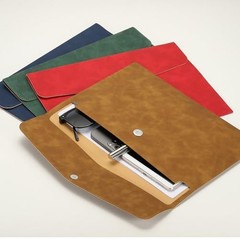 PU Leather A4 File Folder, Document Holder Filing Organizer Portfolio 1 Green