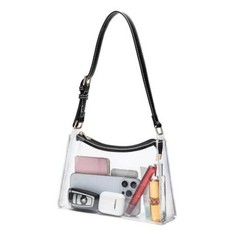 Clear Bag for Stadium Events, Clear Purse Shoulder Bag for Women Medium A-black
