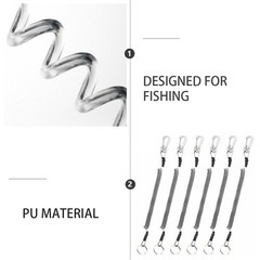 6Pcs Durable Fishing Lanyards Retractable Elastic Ropes Grey PU Material