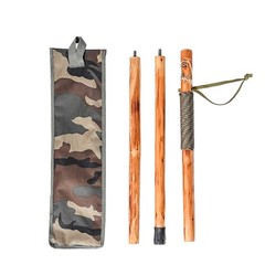 3pc Detachable Fir Wood Walking Stick Hiking 55 Inch Eagle Carving Rubber Tip