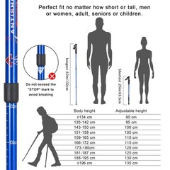 2-pc Pack Trekking Poles, Shock Absorbing, Adjustable, Collapsible, Carry Bag