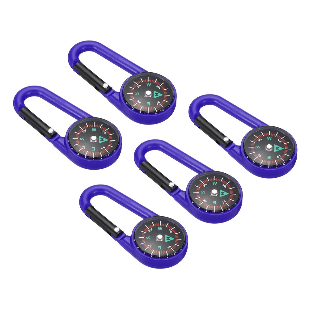 5Pcs Compass, Buckle Compass Keychain Survival Pocket Compass, Dark Blue