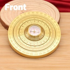 Mini Feng Shui Luo Pan Compass, Solid Brass Portable Bagua Compass with Rotating