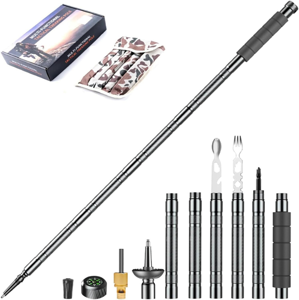 Trekking Pole Tactical Walking Stick, Multifunctional Lightweight Aircraft Alumi