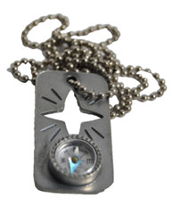 Hiking Camping Dog Tag Navigation Keychain on 15 Inch Chain