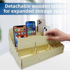 Grids Cell Phone Holder Classroom Pocket Chart Organizer,Wooden Storage Box 24