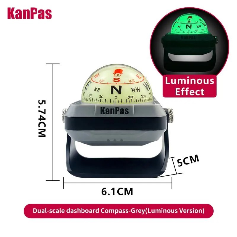 KanPas Dashboard Compass w/ Double Dials, Luminous Capsule & Adjuster